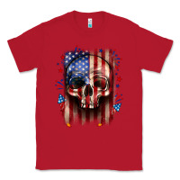 Red 4th of July skull American flag Classic Tee - Neo Western