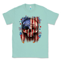 Seafoam 4th of July skull American flag Classic Tee - Neo Western