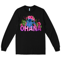 Black ohana stitch Long Sleeve Tee - Zillion Design Studio