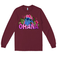 Burgundy ohana stitch Long Sleeve Tee - Zillion Design Studio
