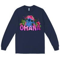 Navy ohana stitch Long Sleeve Tee - Zillion Design Studio