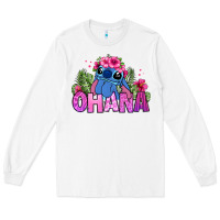 White ohana stitch Long Sleeve Tee - Zillion Design Studio