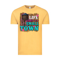 Vintage Mustard life is better in a small town Vintage Tee - texasbilliewilder