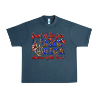 Midnight Navy land of the free america because of the brave Urban Heavy Tee - texasbilliewilder