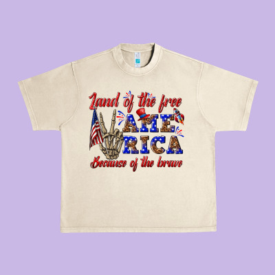 Urban Heavy Tee land of the free america because of the brave