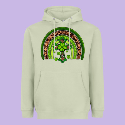 Western Shamrock Cross Rainbow Heavyweight Hoodie Designed By Artiststas