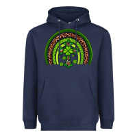 Navy Western Shamrock Cross Rainbow Heavyweight Hoodie - Artiststas