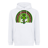 White Western Shamrock Cross Rainbow Heavyweight Hoodie - Artiststas