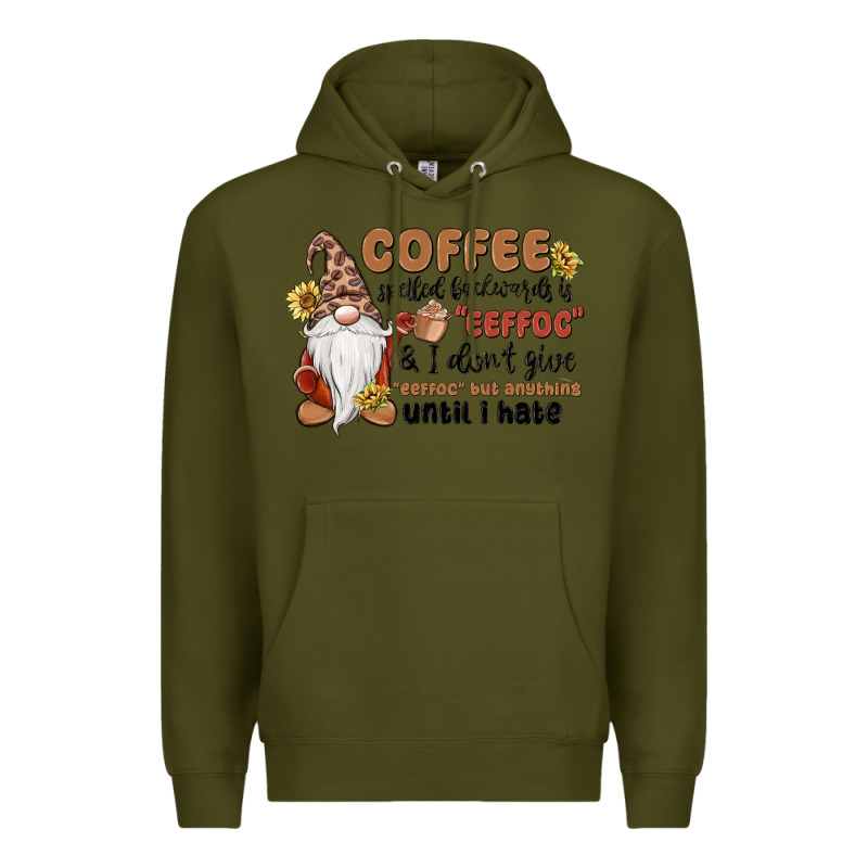 Coffee Spelled Backwards Is Eeffoc & I Don't Give Premium Hoodie by MaliasSmallBusiness | Teevron