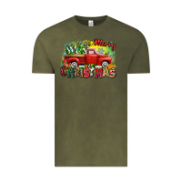 Vintage Olive merry christmas truck Vintage Tee - Zillion Design Studio