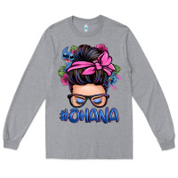 Heather Grey ohana stitch messy bun Long Sleeve Tee - Zillion Design Studio