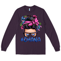 Plum ohana stitch messy bun Long Sleeve Tee - Zillion Design Studio
