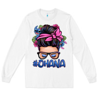 White ohana stitch messy bun Long Sleeve Tee - Zillion Design Studio