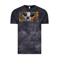 Cloud Black Baby cow with sunflower and leopard Vintage Tee - RanaPortraitStore