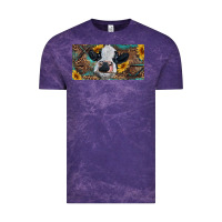 Cloud Purple Baby cow with sunflower and leopard Vintage Tee - RanaPortraitStore