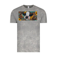 Cloud Rock Baby cow with sunflower and leopard Vintage Tee - RanaPortraitStore
