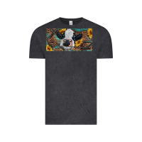 Vintage Black Baby cow with sunflower and leopard Vintage Tee - RanaPortraitStore
