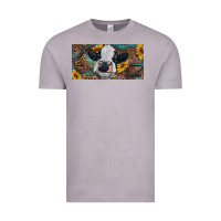 Vintage Zinc Baby cow with sunflower and leopard Vintage Tee - RanaPortraitStore