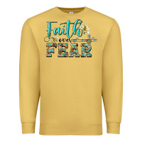 Antique Gold faith over fear with cross Premium Sweatshirt - BarkalooDesign