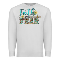 Dove Grey faith over fear with cross Premium Sweatshirt - BarkalooDesign