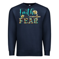 Navy faith over fear with cross Premium Sweatshirt - BarkalooDesign