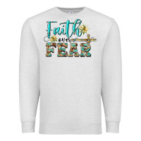 Oatmeal Heather faith over fear with cross Premium Sweatshirt - BarkalooDesign