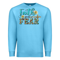 Ocean Blue faith over fear with cross Premium Sweatshirt - BarkalooDesign