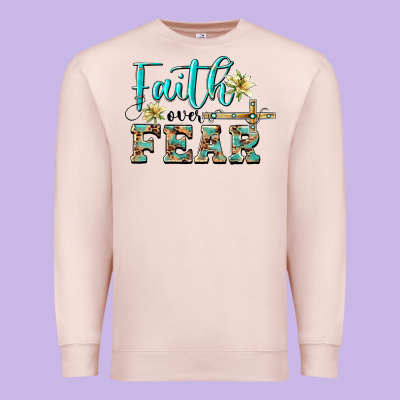 Faith Over Fear With Cross Premium Sweatshirt Designed By Barkaloodesign