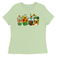 Matcha sunflowers coffee cups Ladies Tee - AdoDesignShop