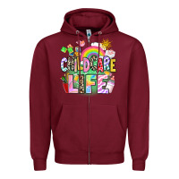 Burgundy childcare life Zipper Hoodie - AdoDesignShop