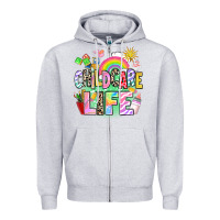 Heather Grey childcare life Zipper Hoodie - AdoDesignShop