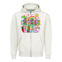 Oatmeal Heather childcare life Zipper Hoodie - AdoDesignShop