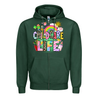 Sports Green childcare life Zipper Hoodie - AdoDesignShop