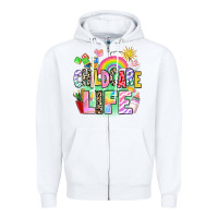 White childcare life Zipper Hoodie - AdoDesignShop