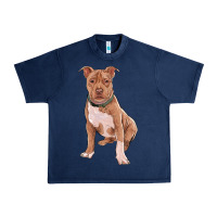 Navy brown pitbull Urban Heavy Tee - RanaPortraitStore