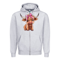 Heather Grey cute  heifer Zipper Hoodie - AdoDesignShop