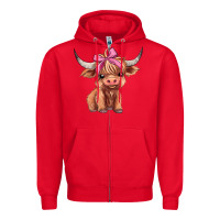 Red cute  heifer Zipper Hoodie - AdoDesignShop
