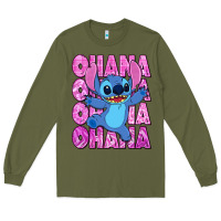 Army Green ohana stitch Long Sleeve Tee - Zillion Design Studio