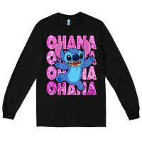 Black ohana stitch Long Sleeve Tee - Zillion Design Studio