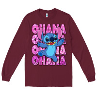 Burgundy ohana stitch Long Sleeve Tee - Zillion Design Studio