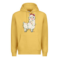 Antique Gold christmas llama Premium Hoodie - MaliasSmallBusiness