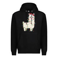 Black christmas llama Premium Hoodie - MaliasSmallBusiness