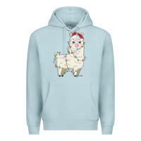 Blue Mist christmas llama Premium Hoodie - MaliasSmallBusiness