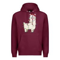 Burgundy christmas llama Premium Hoodie - MaliasSmallBusiness