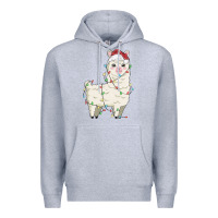 Heather Grey christmas llama Premium Hoodie - MaliasSmallBusiness