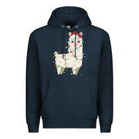 Navy christmas llama Premium Hoodie - MaliasSmallBusiness