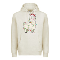 Oatmeal Heather christmas llama Premium Hoodie - MaliasSmallBusiness