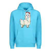 Ocean Blue christmas llama Premium Hoodie - MaliasSmallBusiness