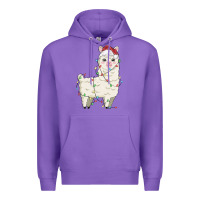 Purple christmas llama Premium Hoodie - MaliasSmallBusiness
