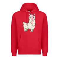 Red christmas llama Premium Hoodie - MaliasSmallBusiness